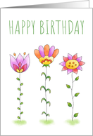 Happy Birthday Cute Modern Watercolor Flowers card