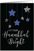 Hanukkah Blue and Silver Shining Stars on Black card