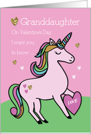 Granddaughter Magical Unicorn Valentine’s Day card