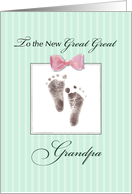 New Great Great Grandpa of Great Great Granddaughter Green Footprint card