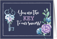 Admin Pro Day Key to Success Navy with Flowers card