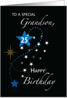 Grandson 25th Birthday Star Inspirational Blue and Black card