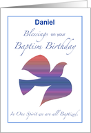 Custom Name Baptism Birthday Dove in Rainbow of Colors card