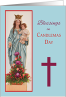 Candlemas Day Mary Holding Baby Jesus with Flowers card