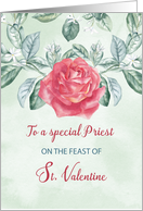 For Priest Rose Religious Feast of St. Valentine card