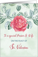 For Pastor and Wife Rose Religious Feast of St. Valentine card