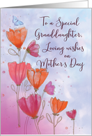 To Granddaughter Mothers Day Love with Orange Pink Flowers Butterfly card