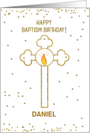 Baptism Birthday Custom Name Gold Looking Cross card
