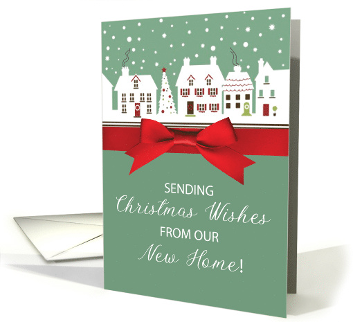 Christmas From Our New Home Light Green with Red Bow card (1708068)