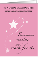 Granddaughter Custom Field Graduation Star on Pink card