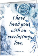 Feast of St. Valentine Blessings Scripture Quote with Blue Flowers Feather card