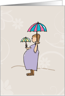 Baby Shower Invitation Pregnant Mom with Two Umbrellas card