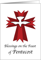 Pentecost Blessings Dove on Red Cross card