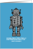 Robot Birthday with Binary Code for Kids card