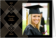 Faux Gold Foil Look Single Photo Geometric Graduation Announcement card