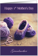 Happy First Mother’s Day as a Grandmother with Pink Purple Baby Booties card