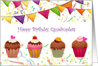 Birthday for Quadruplets Cupcakes card