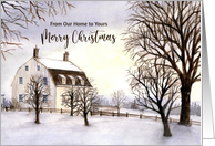 From Our Home to Yours Merry Christmas Winter in New England Painting card