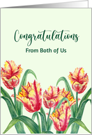 Congratulations From Both of Us Watercolor Yellow Tulips Painting card