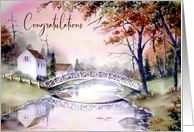 General Congratulations Arched Bridge Watercolor Landscape Painting card