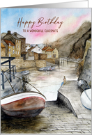 For Classmate on Birthday Staithes England Coast Watercolor Painting card