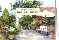 For Classmate on Birthday Terrace of Manor House Garden Watercolor card