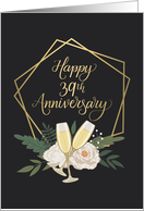 Happy 39th Anniversary with Geometric Frame Wine Glasses and Peonies card