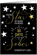 30 Days of Sobriety Congratulations You’re a Star card
