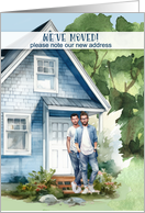New Address We’ve Moved Gay Couple and Watercolor Home card