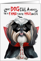 Shih Tzu Dog Funny Halloween Count DOGcula card