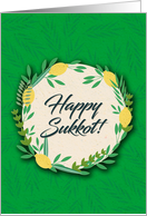 Happy Sukkot Card with Etrog and Decorative Leaves card