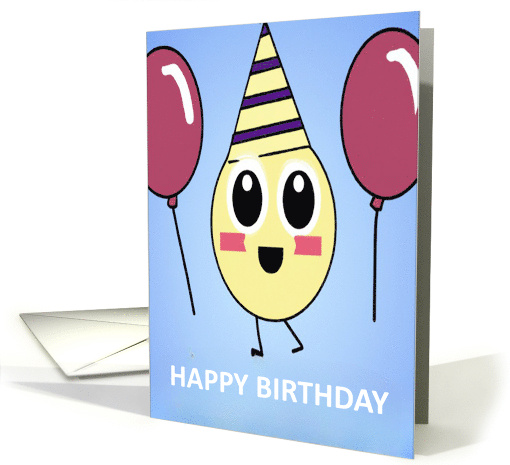 Kids Happy Birthday with a Party Character and Balloons card (1779164)