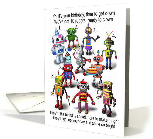 for Child Birthday with 10 Rapping Robots card (1765876)