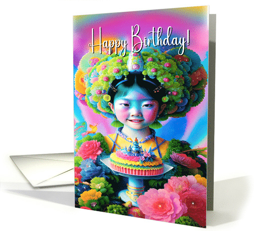 A Colorful Fun Asian Girl's Birthday card (1772880)
