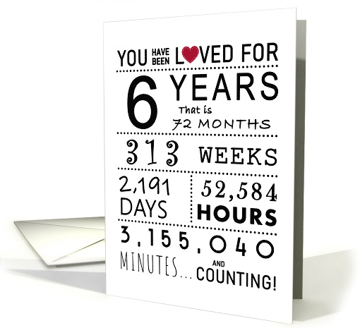 6th Anniversary You Have Been Loved for 6 Years card (1764568)