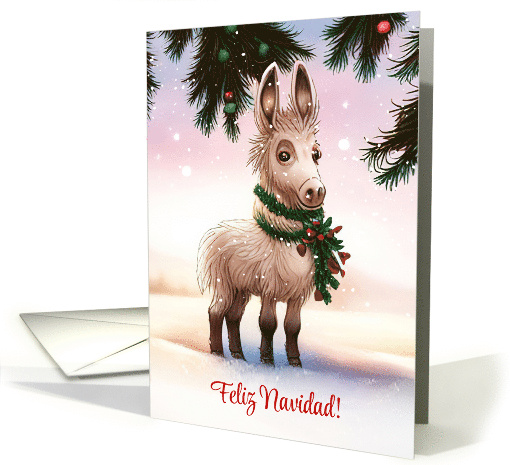 Feliz Navidad Holiday Christmas Cute Donkey Burro All Dressed Up card
