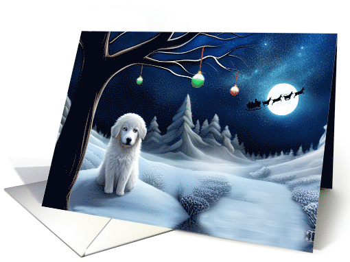 Christmas Happy Holidays with Great Pyrenees Dog Santa and Sleigh card