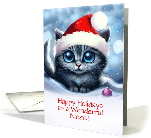 Niece Happy Holidays Cute Kitten with Big Eyes in the... (1770146)