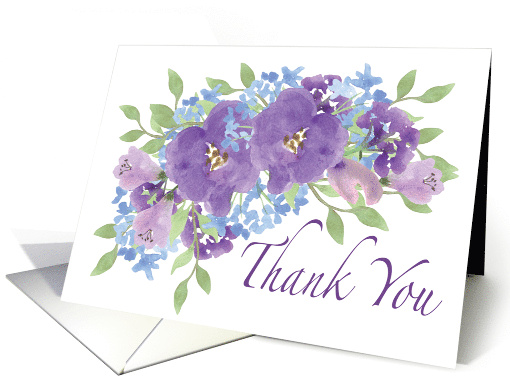 Thank You for Thoughtfulness Purple Bouquet Flowers card (1774626)