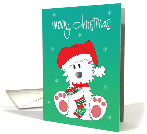 Hand Lettered Christmas with Fluffy Dog in Santa Hat with... (1772830)