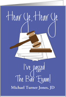 Announcement for Passing Bar Exam Mallet and Gavel and Custom Name card
