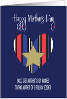 Hand Lettered Gold Star Mother’s Day Patriotic Heart and Gold Star card