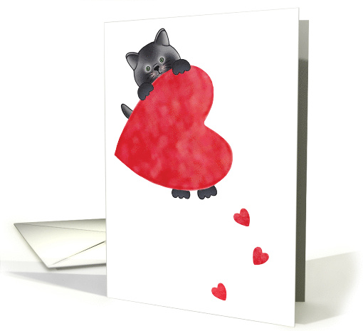 Black Cat Valentines Day Love With a Heart card (1819214)