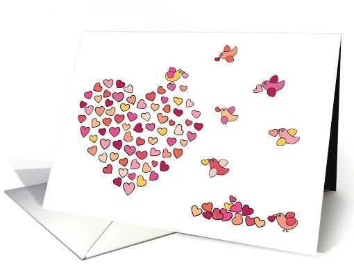 Love Birds Building a Heart Together with Little Hearts card (1819928)