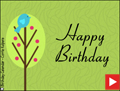happy birthday, animated birthday card, bird in tree, bird,