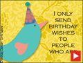 happy birthday, animated, funny, little bird, bird, cake, cupcake