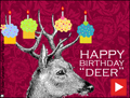 happy birthday, animated, funny, deer, cake, cupcake