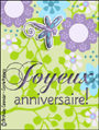 joyeux anniversaire, happy birthday, birthday card in french, bon anniversaire, french, celebration, language card, flower, dragonfly,flicitations, franais,