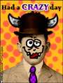 crazy day,corrie kuipers,funny hat,silly,humor,sille face,humorous,horns,going mad,