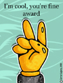 award,cool,prize,i'm cool,you're fine,gold,hand,peace sign,v,victory,
